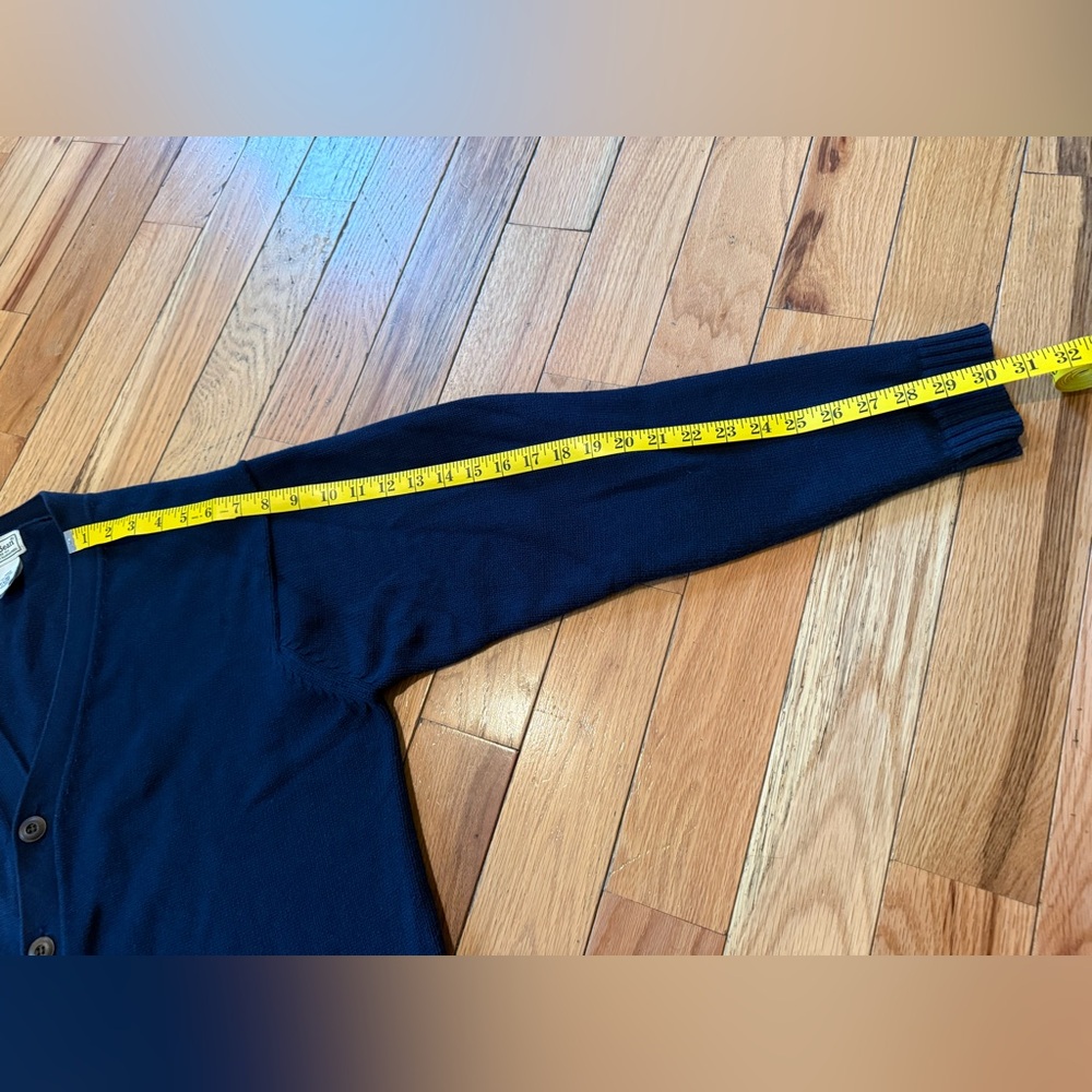 LL Bean Cardigan Sweater Knit Button Up Grandpa Navy Blue Men’s Size L Reg 0KU38 - Picture 10 of 12